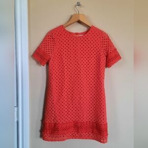 NSR Cotton Coral Eyelet Mod Shift Dress 60s